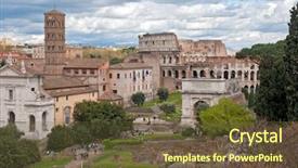  Presentation with rome italy - PPT layouts featuring coloseum - aerial view of colosseum background and a tawny brown colored foreground