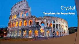  Presentation with history of rome - Amazing PPT layouts having coloseum - colosseum or colosseo at dusk backdrop and a teal colored foreground