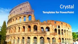  Presentation with old roman empire - Colorful slide deck enhanced with colosseum -great symbol of roman backdrop and a cobalt blue colored foreground
