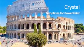  Presentation with rome - Slides consisting of colosseum a symbol of antiquity background and a teal colored foreground