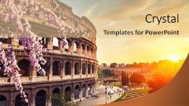  Presentation with rome italy - Presentation theme featuring colosseum at spring in rome background and a lemonade colored foreground