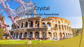  Presentation with rome italy - Slide deck enhanced with colosseum at spring in rome background and a light blue colored foreground