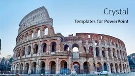  Presentation with italy america - PPT theme with colosseum at sunrise in rome italy background and a light blue colored foreground