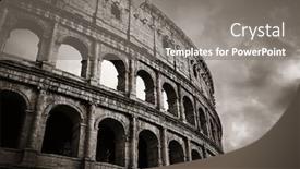  Presentation with rome italy - Theme with colosseum-closeup-view-the-world background and a gray colored foreground