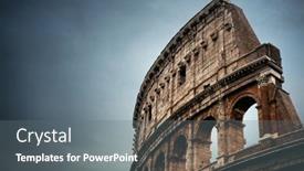  Presentation with rome italy - PPT theme having colosseum-closeup-view-the-world background and a gray colored foreground