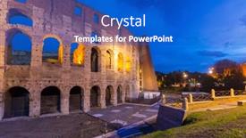  Presentation with rome - Slides enhanced with colosseum-illuminated-at-night background and a cobalt blue colored foreground