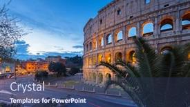  Presentation with rome - PPT theme having colosseum-illuminated-at-night background and a ocean colored foreground