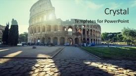  Presentation with rome italy - PPT layouts enhanced with colosseum in rome and morning background and a mint green colored foreground