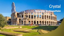  Presentation with rome italy - Cool new slide deck with colosseum in rome at sunny backdrop and a teal colored foreground