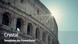  Presentation with rome - Audience pleasing presentation theme consisting of colosseum in rome at sunrise backdrop and a dark gray colored foreground