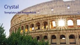  Presentation with rome italy - Colorful presentation theme enhanced with colosseum in rome at sunrise backdrop and a sky blue colored foreground