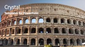  Presentation with rome italy - Slide deck having colosseum in rome at sunrise background and a coral colored foreground