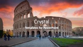  Presentation with rome italy - Beautiful slides featuring colosseum-in-rome-at-sunrise backdrop and a tawny brown colored foreground