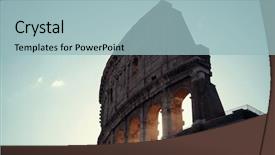  Presentation with rome - Amazing PPT layouts having roma - colosseum in rome at sunrise backdrop and a light blue colored foreground