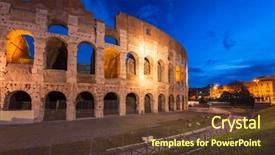  Presentation with rome - Colorful PPT layouts enhanced with colosseum in rome illuminated backdrop and a tawny brown colored foreground