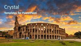  Presentation with rome - Cool new slide set with colosseum-in-rome-illuminated backdrop and a ocean colored foreground