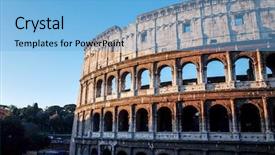  Presentation with history of rome - PPT layouts having colosseum in rome in rome background and a light blue colored foreground