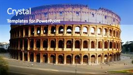  Presentation with rome italy - PPT theme having colosseum in rome italy background and a cobalt blue colored foreground