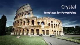  Presentation with rome italy - Slide set featuring colosseum in rome italy background and a navy blue colored foreground