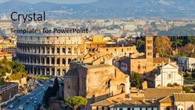  Presentation with rome italy - Slide set featuring colosseum in rome italy background and a light blue colored foreground