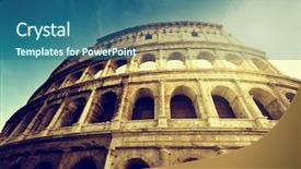  Presentation with rome italy - Beautiful PPT theme featuring colosseum in rome italy backdrop and a ocean colored foreground