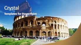  Presentation with rome italy - Audience pleasing PPT theme consisting of colosseum in rome italy backdrop and a teal colored foreground