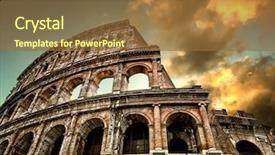  Presentation with rome - Presentation theme featuring colosseum in rome with sky background and a tawny brown colored foreground