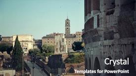  Presentation with gothic architecture castles - Presentation design enhanced with colosseum is the symbolic architecture background and a  colored foreground