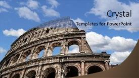  Presentation with rome - Audience pleasing presentation theme consisting of colosseum of ancient rome backdrop and a teal colored foreground