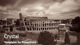  Presentation with forum - Audience pleasing PPT layouts consisting of colosseum with rome forum ruins backdrop and a tawny brown colored foreground