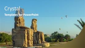  Presentation with egypt - Slides featuring colossi-of-memnon-gigantic-statues background and a light blue colored foreground