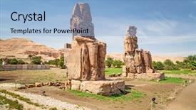  Presentation with egypt - Slide set enhanced with colossus - colossi of memnon in luxor background and a light blue colored foreground