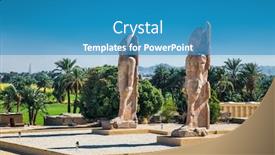  Presentation with egypt - Amazing PPT theme having colossi-of-memnon-two-massive backdrop and a teal colored foreground