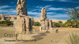  Presentation with egypt - Slide deck featuring colossi-of-memnon-two-massive background and a coral colored foreground