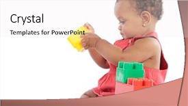  Presentation with baby girl - PPT theme with colour blocking - adorable baby girl playing background and a  colored foreground