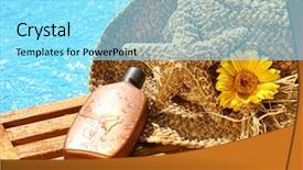  Presentation with end of summer - Cool new slide deck with colour blocking - summer straw hat with tanning backdrop and a  colored foreground