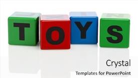  Presentation with wooden building blocks - Presentation design with colour blocking - word toys spelled with wooden background and a  colored foreground