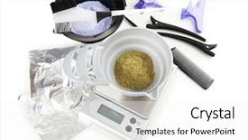  Presentation with hair brush - Colorful slide deck enhanced with colour brush - hairdresser accessories for coloring hair backdrop and a white colored foreground