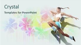  Presentation with sport management - Slide deck with colour full - image of sport girl background and a  colored foreground