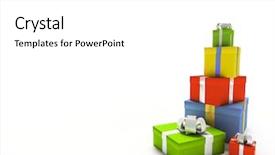  Presentation with boxes - Cool new PPT theme with colour gift boxes on white backdrop and a white colored foreground