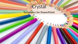  Presentation with pencils - Cool new presentation theme with colour pencils in creativity concept backdrop and a coral colored foreground