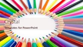  Presentation with creativity - PPT layouts featuring colour-pencils-in-creativity-concept background and a lemonade colored foreground