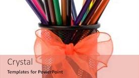  Presentation with pencils - Beautiful presentation featuring colour-pencils-isolated-on-white backdrop and a red colored foreground