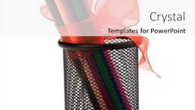  Presentation with pencils - Presentation theme consisting of colour-pencils-isolated-on-white background and a white colored foreground