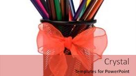  Presentation with pencils - Slides having colour-pencils-isolated-on-white background and a red colored foreground