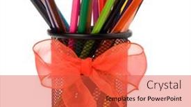  Presentation with pencils - Audience pleasing slide set consisting of colour-pencils-isolated-on-white backdrop and a red colored foreground