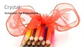  Presentation with pencils - Colorful presentation theme enhanced with colour-pencils-isolated-on-white backdrop and a white colored foreground