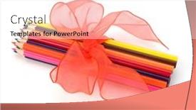  Presentation with pencils - Colorful PPT theme enhanced with colour-pencils-isolated-on-white backdrop and a white colored foreground