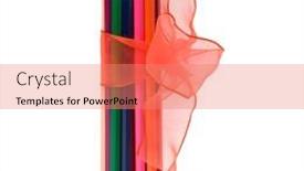  Presentation with pencils - Presentation having colour-pencils-isolated-on-white background and a coral colored foreground