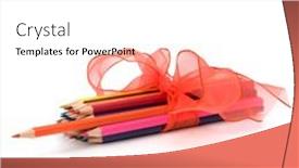  Presentation with pencils - Cool new slides with colour-pencils-isolated-on-white backdrop and a white colored foreground